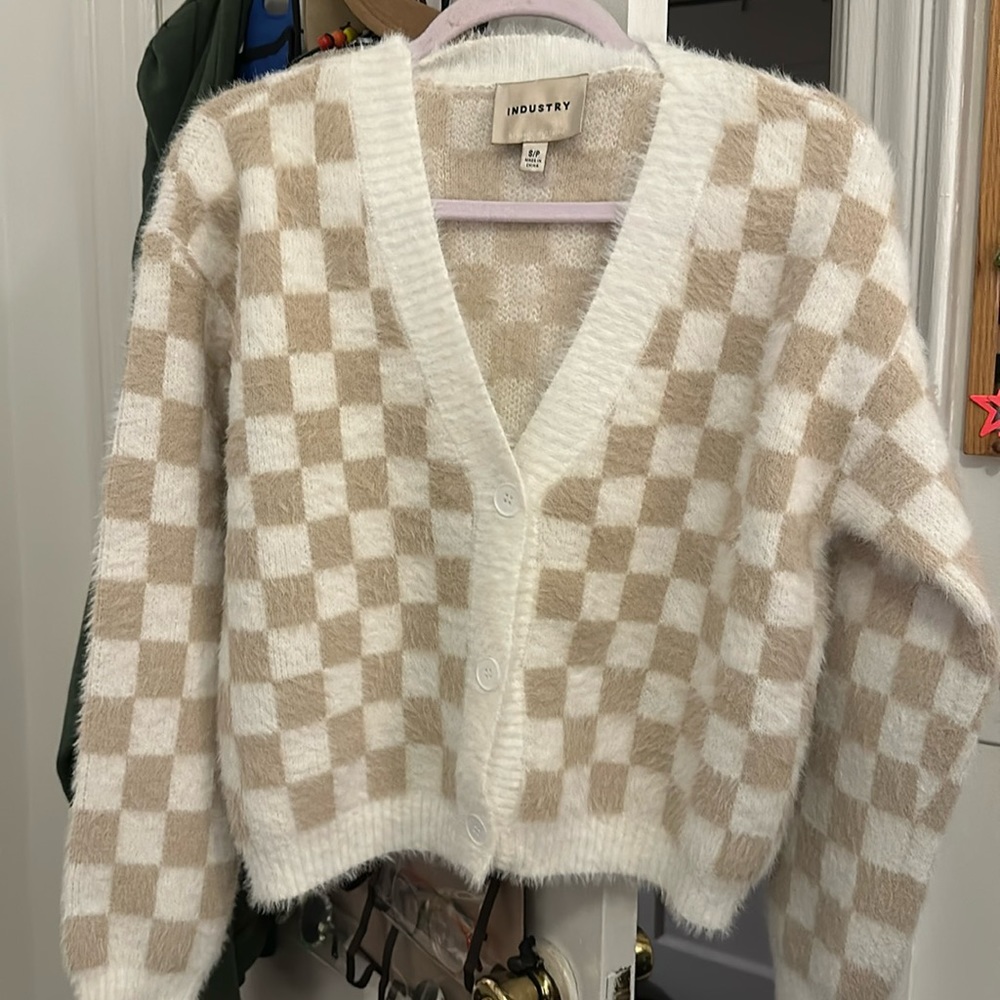 Checkered cardigan